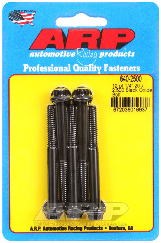 1/4-20 X 2.500 BLK 12PT 5PK