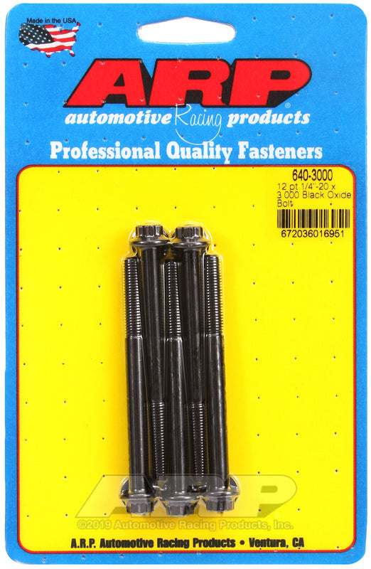 1/4-20 X 3.000 BLK 12PT 5PK