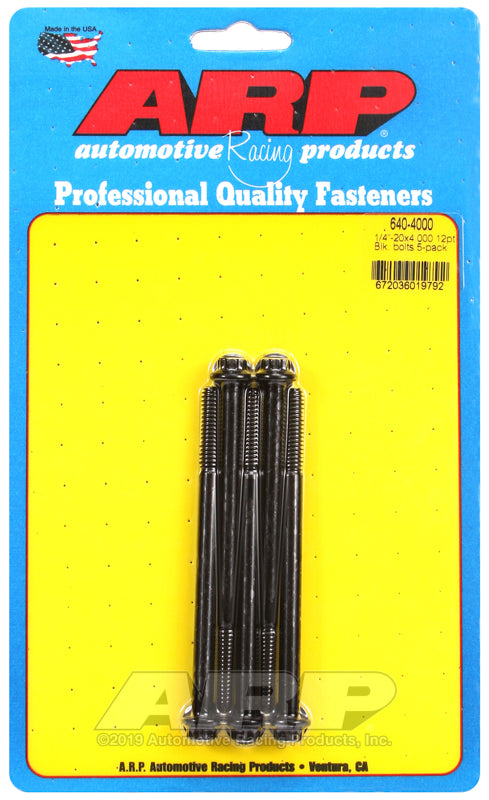 1/4-20 X 4.000 BLK 12PT 5PK