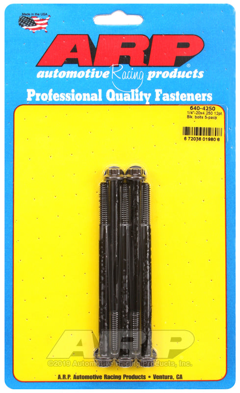 1/4-20 X 4.250 BLK 12PT 5PK