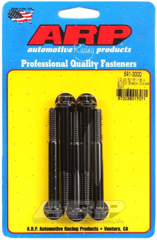 ARP 5/16 in.-18 RH Thread, 3.000 in 12 Point Custom 450 Bolts - Set of 5