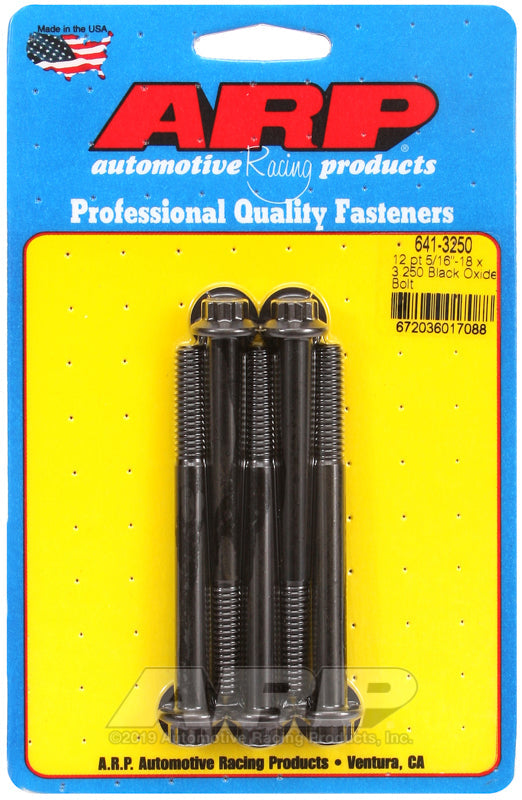 ARP 5/16in-18 x 3.250in 12pt Black Oxide Bolts (Set of 5)