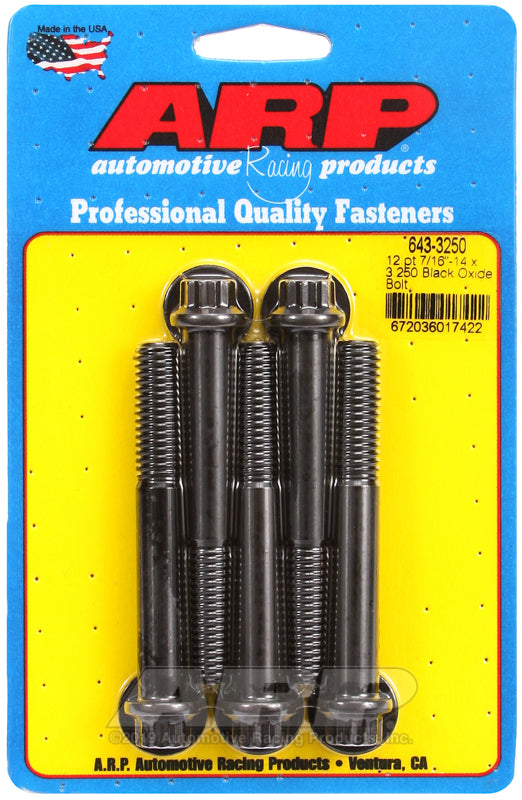 ARP 7/16-14 x 3.250 12pt Black Oxide Bolts