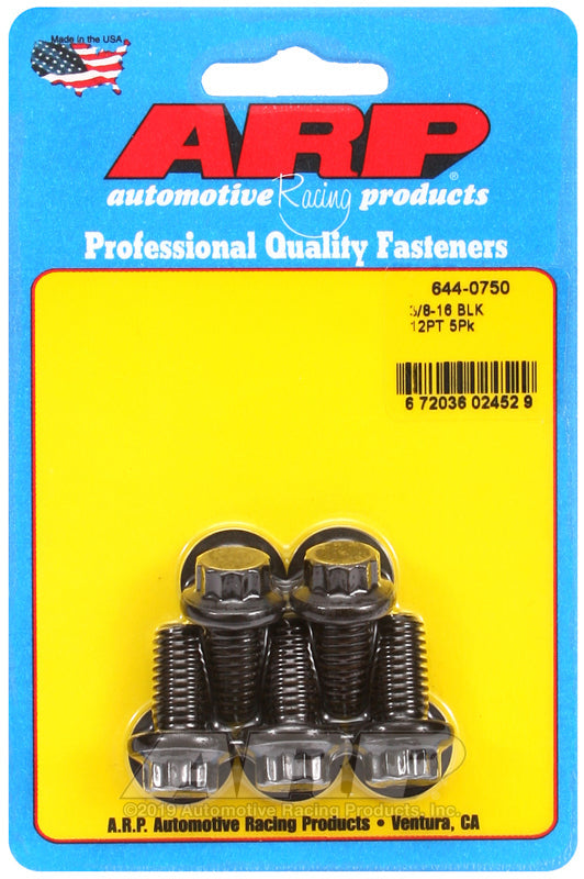 ARP 3/8 in.-16 RH Thread, .750 in 12 Point Bolts- Set of 5
