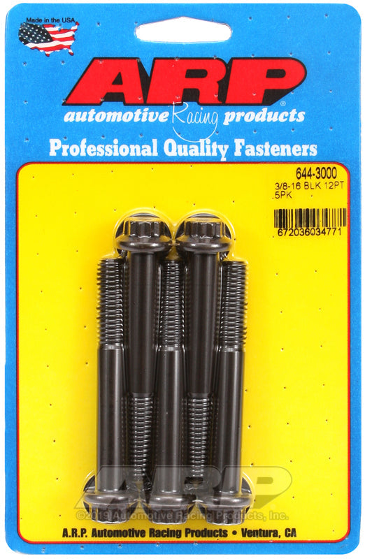 ARP 3/8 in.-16 RH Thread, 3.000 in 12 Point Bolts- Set of 5