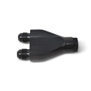 Russell Performance Billet Y-Block Adapter 3/8in SAE Qick Disconnect (2) -6AN Male Flare Black-1