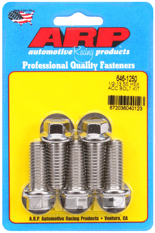 1/2-13 X 1.250 SS HEX 5PK