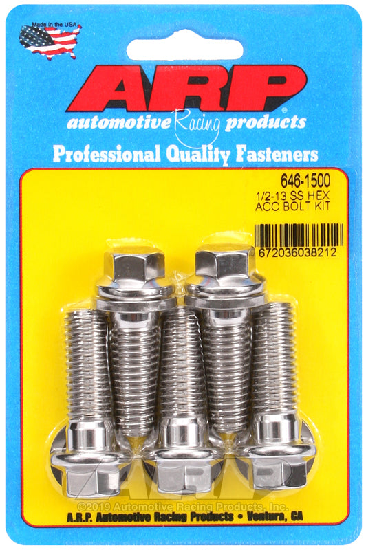 1/2-13 X 1.500 SS HEX 5PK