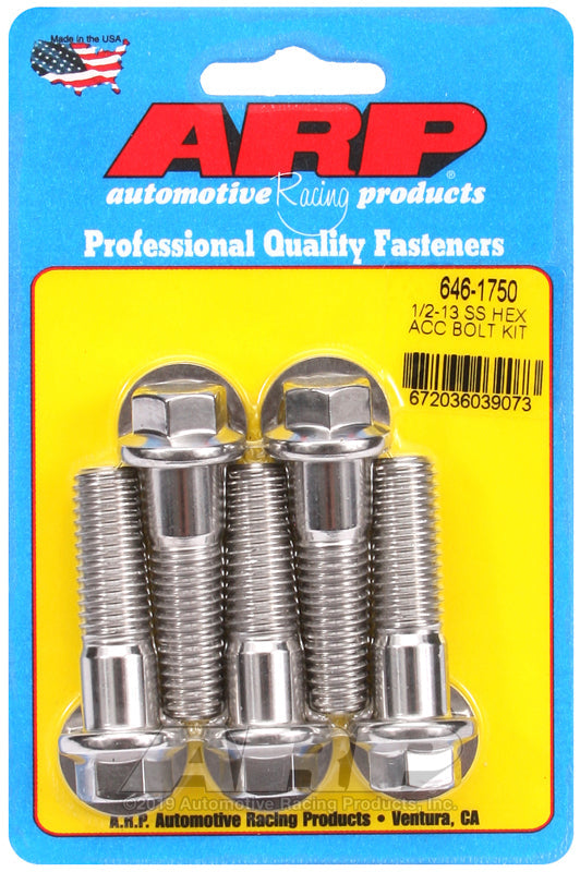 1/2-13 X 1.750 SS HEX 5PK