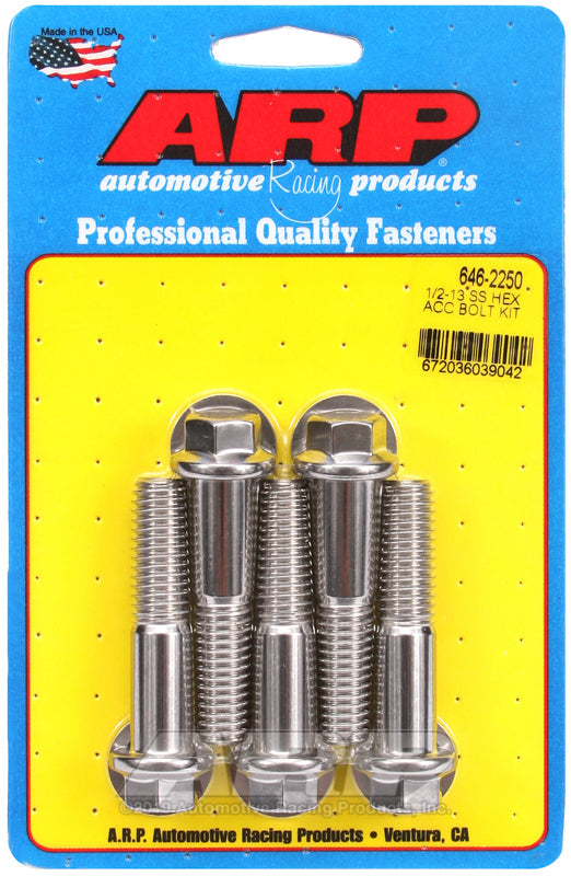 1/2-13 X 2.250 SS HEX 5PK