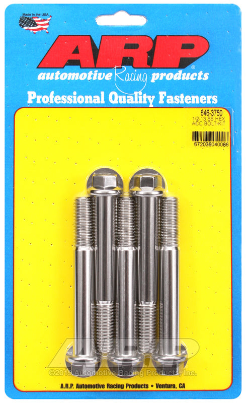 1/2-13 X 3.750 SS HEX 5PK