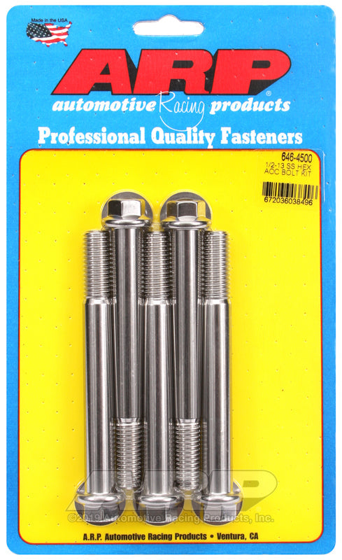 ARP 1/2-13 x 4.500in SS Hex Bolt Kit (Pack of 5)