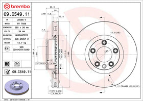 Brembo 11-18 Porsche Cayenne/11-15 Volkswagen Touareg Front Premium UV Coated OE Equivalent Rotor 95835140401 - 0