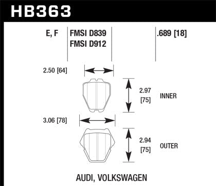 Hawk HPS Front Street Brake Pads B5 S4/A6/Allroad/A8/S6/Passat - 0