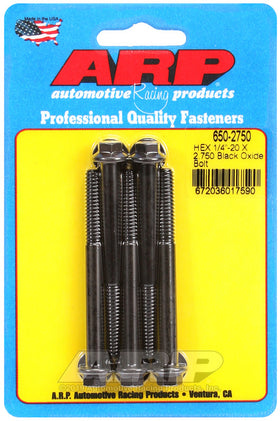 1/4-20 X 2.750 BLK HEX 5PK