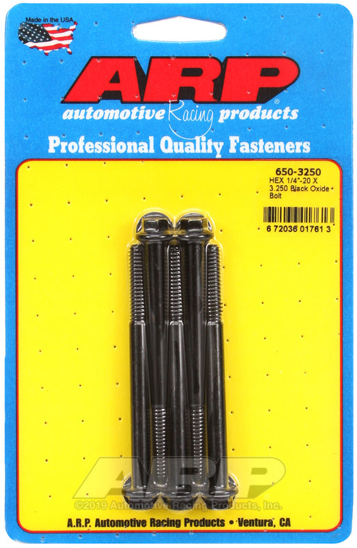 1/4-20 X 3.250 BLK HEX 5PK