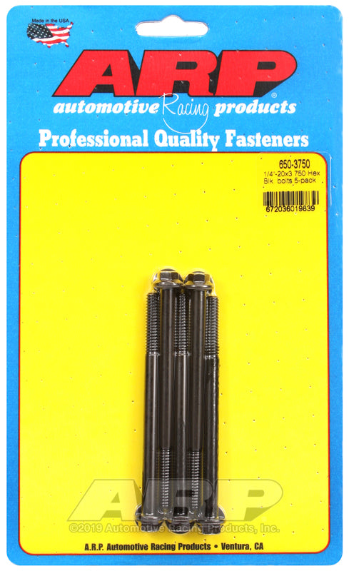 1/4-20 X 3.750 BLK HEX 5PK