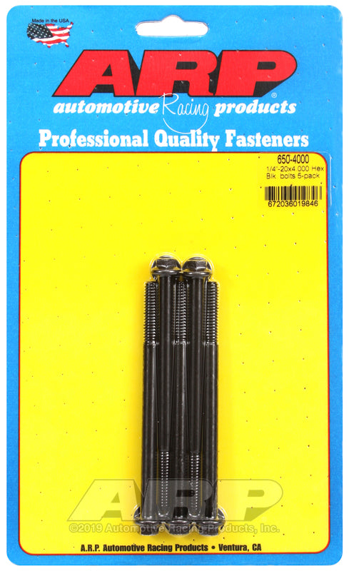 1/4-20 X 4.000 BLK HEX 5PK