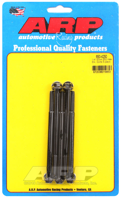 1/4-20 X 4.250 BLK HEX 5PK