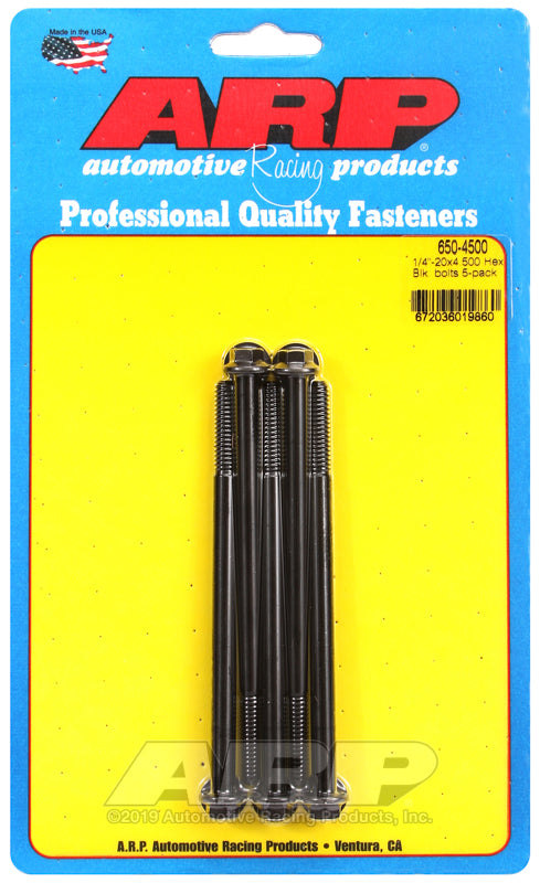 1/4-20 X 4.500 BLK HEX 5PK