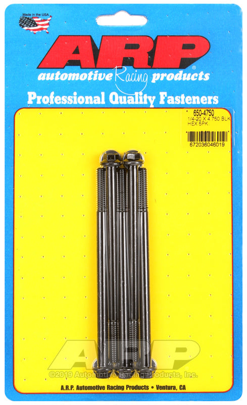 1/4-20 X 4.750 BLK HEX 5PK