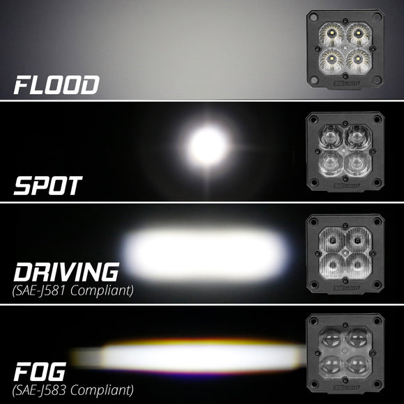 XK Glow Flush Mount XKchrome 20w LED Cube Light w/ RGB Accent Light Kit w/ Cntrlr- Driving Beam 2pc