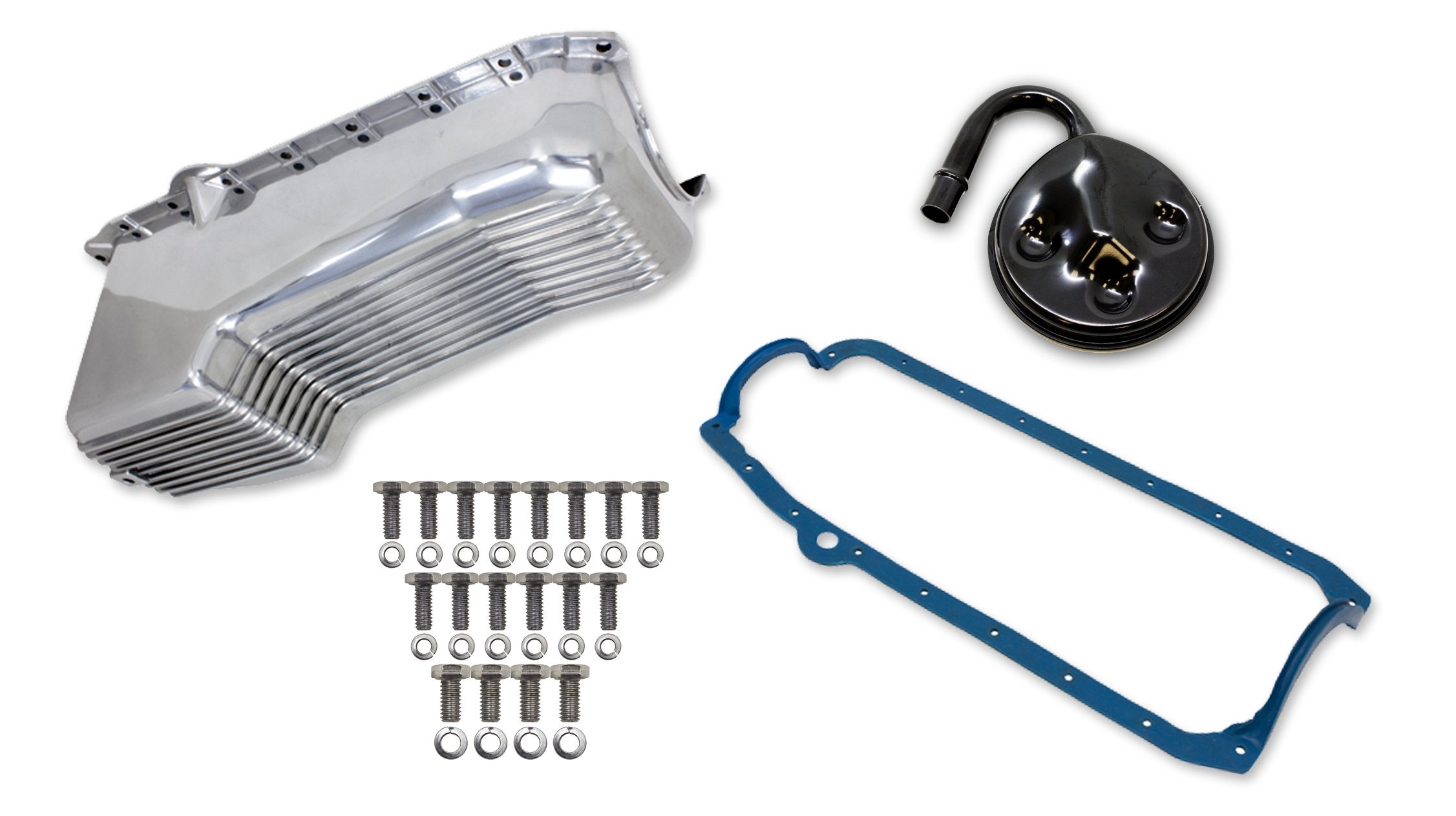 WEIAND ALUM OIL PAN KIT POL SBC FINNED