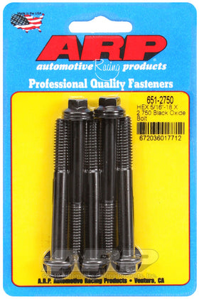 ARP 5/16 in.-18 RH Thread, 2.750 in Hex Head Custom 450 Bolts - Set of 5