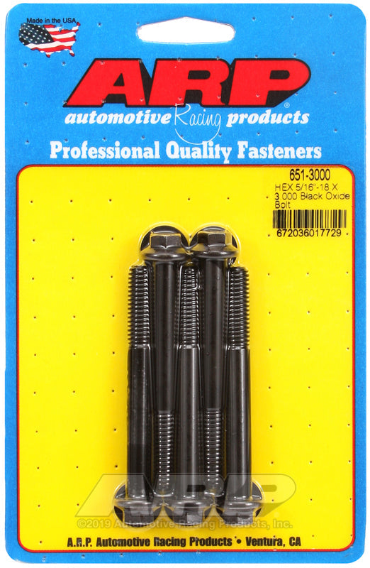 ARP 5/16 in.-18 RH Thread, 3.000 in Hex Head Custom 450 Bolts - Set of 5