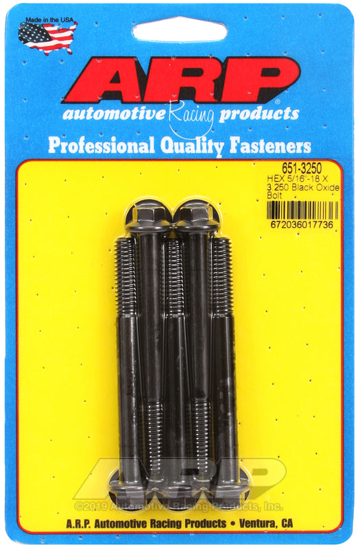 5/16-18 X 3.250 BLK HEX 5PK