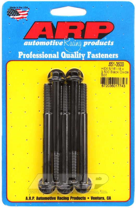 5/16-18 X 3.500 BLK HEX 5PK