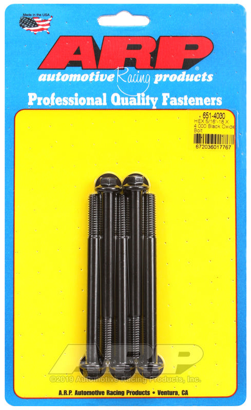 5/16-18 X 4.000 BLK HEX 5PK
