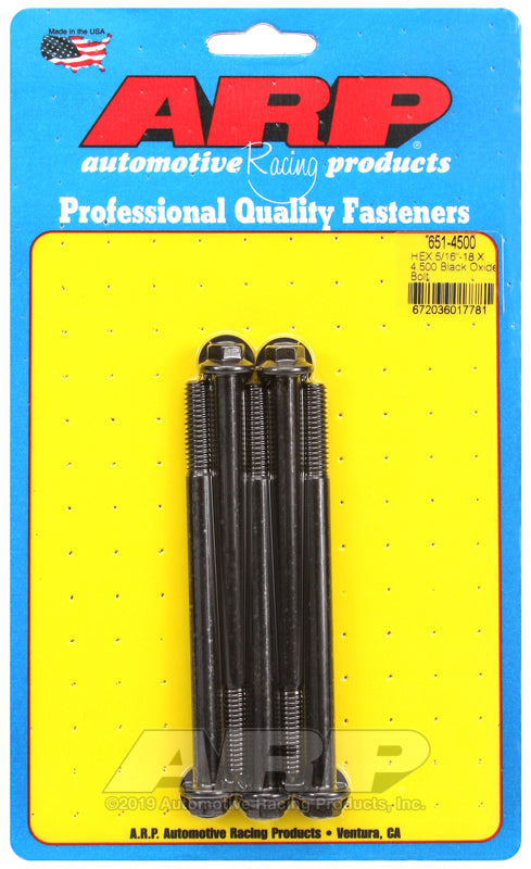 5/16-18 X 4.500 BLK HEX 5PK