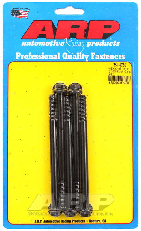5/16-18 X 4.750 BLK HEX 5PK
