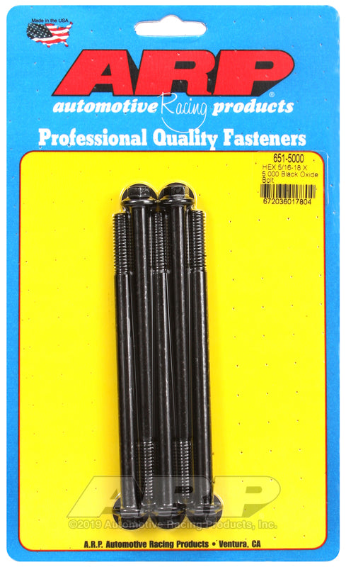5/16-18 X 5.000 BLK HEX 5PK