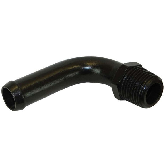 Moroso Streamline Air/Oil Separator Fitting - 3/8in to 1/2in Hose - 90 Degree - Black - Single