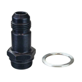 CARBURATOR FUEL INLET FITTING, 8AN X 7/8-20, 2 IN LONG, BLACK ANODIZED