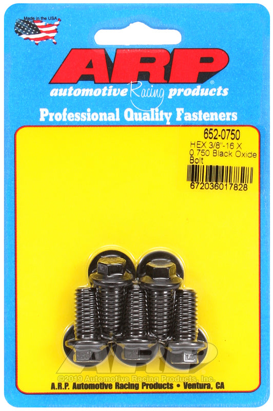 3/8-16 X 0.750 BLK 3/8 HEX 5PK