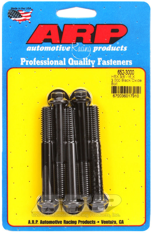 ARP 3/8-16 x 3.000 Hex Black Oxide Bolts (Qty 5)