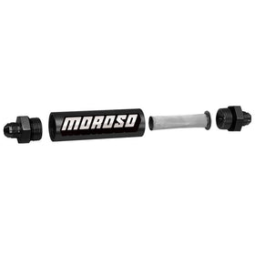 Moroso In-Line Fuel Filter - 6.5in -8An - 40 Micron SS Filter - Aluminum