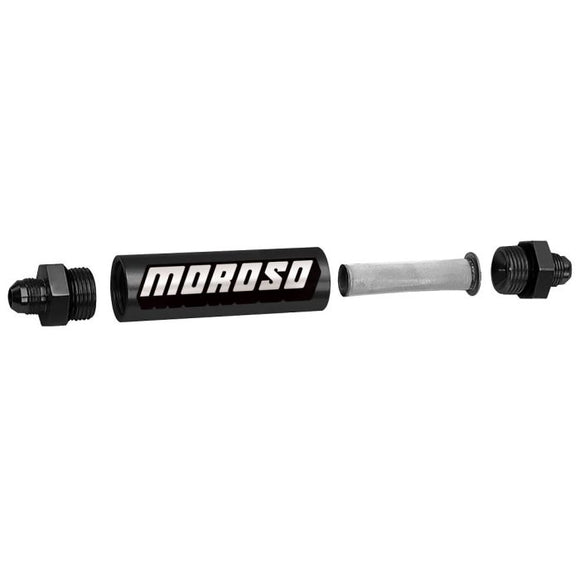 Moroso In-Line Fuel Filter - 6.5in -8An - 40 Micron SS Filter - Aluminum
