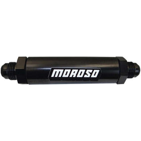 Moroso In-Line Fuel Filter - 6.5in -10An - 40 Micron SS Filter - Aluminum