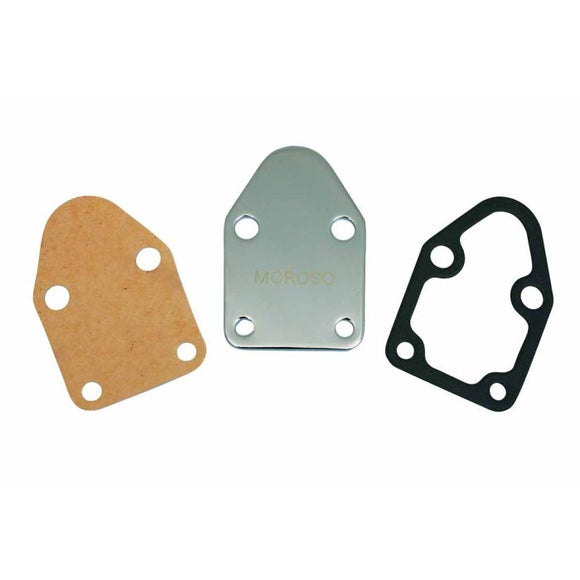 Moroso Chevrolet Small Block Fuel Pump Block-Off Plate - Chrome Plated Steel