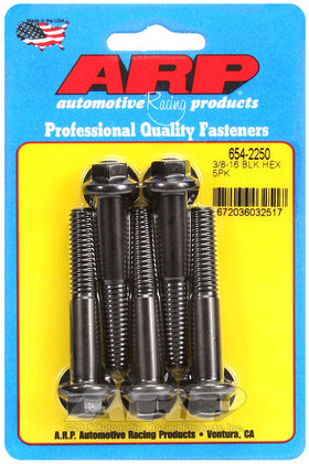 ARP 3/8in - 16 x 2.250 hex 7/16 Wrenching Black Oxide Bolts (5/pkg)