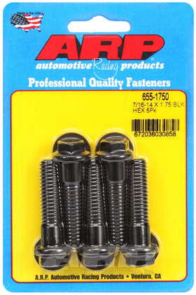 7/16-14 X 1.750 BLK HEX 5PK