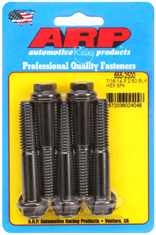 7/16-14 X 2.500 BLK HEX 5PK