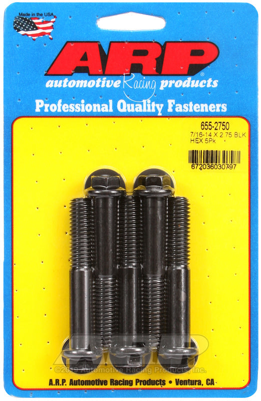 ARP 7/16-14 x 2.750 Hex Black Oxide Bolts (Pack of 5)