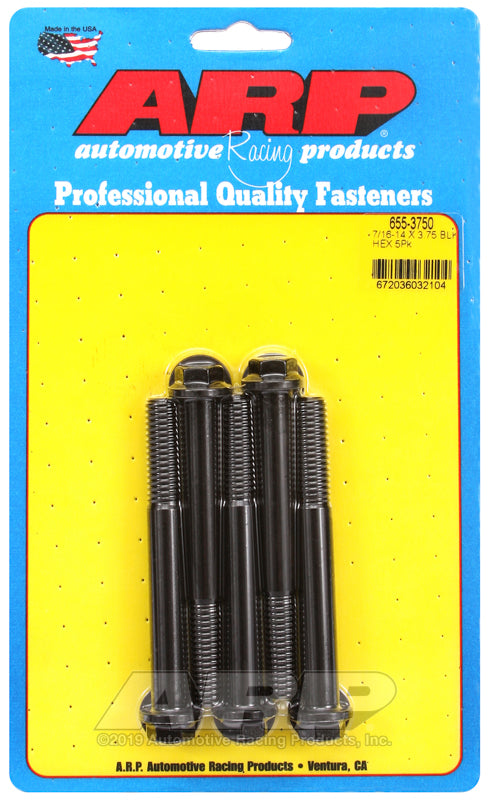 7/16-14 X 3.750 BLK HEX 5PK
