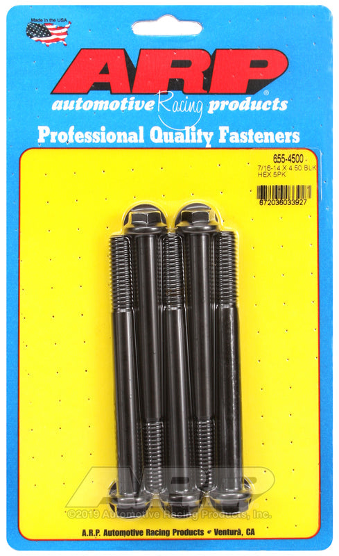 7/16-14 X 4.500 BLK HEX 5PK