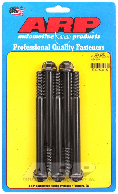 7/16-14 X 5.000 BLK HEX 5PK
